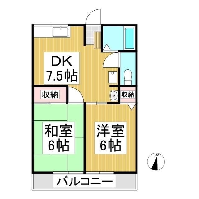 シティハイムしんえい(2DK/2階)の間取り写真