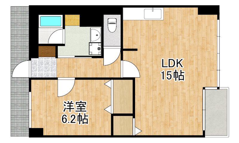 ロイヤルシティ奈良田(1LDK/1階)の間取り写真