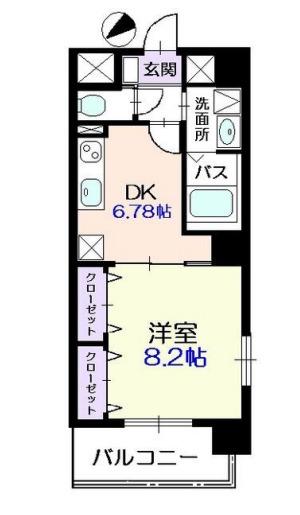 メゾン・フジ山吹町(1DK/6階)の間取り写真