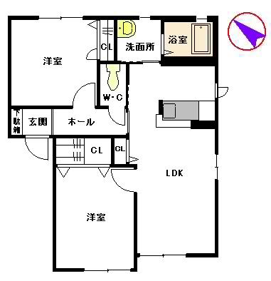 メゾン・フルール(2LDK/1階)の間取り写真