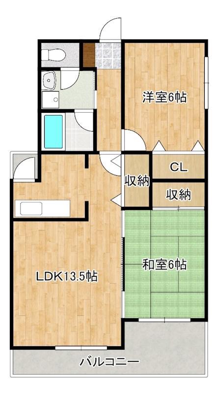 LIVE筑紫野(2LDK/1階)の間取り写真