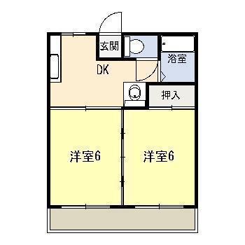 ビスタリー浜川田(2DK/2階)の間取り写真