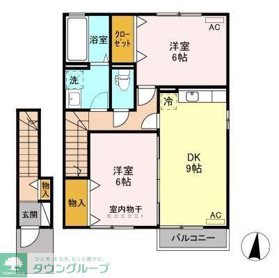 ルミエールA&KII(2DK/2階)の間取り写真