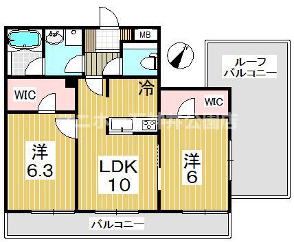 成増サン・マロニエ(2LDK/4階)の間取り写真