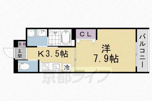 LEI CORT椥辻I(1DK/2階)の間取り写真