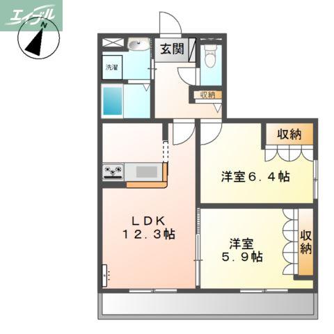 ノーブルピュア (2LDK/1階)の間取り写真
