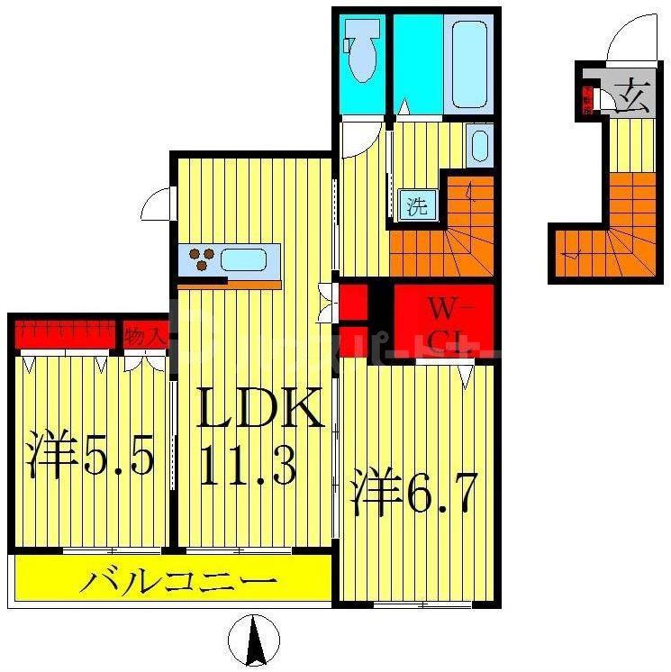 メゾン マスダ(2LDK/2階)の間取り写真
