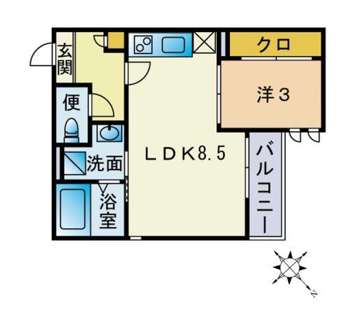 GRANDTIC LE LIEN香椎II(1LDK/1階)の間取り写真