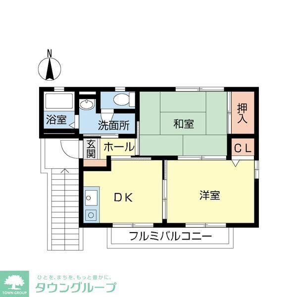 グリーンハイツB(2DK/2階)の間取り写真