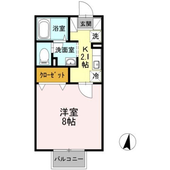 メゾンソレイユ(1K/2階)の間取り写真