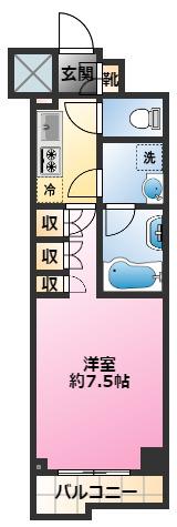 ルーブル武蔵小杉伍番館(1K/2階)の間取り写真