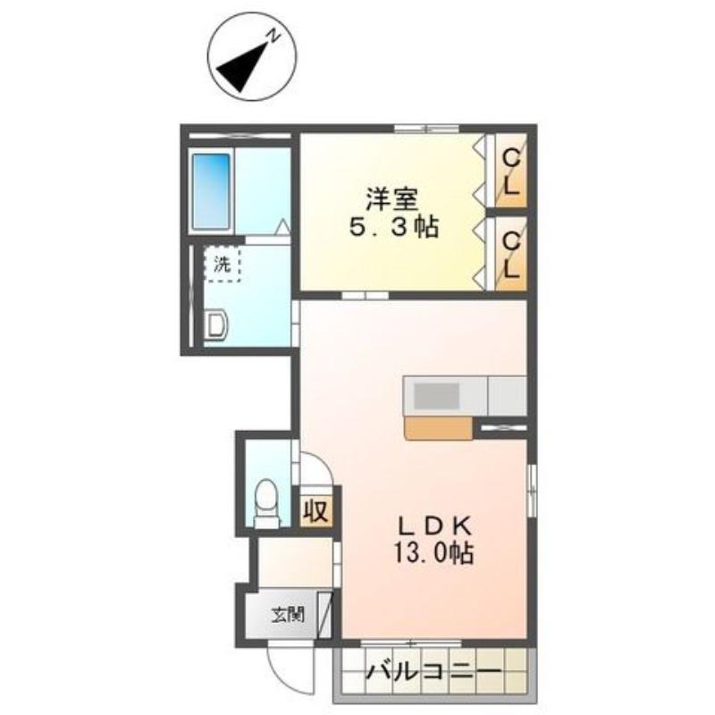 GRAND CIER(1LDK/1階)の間取り写真