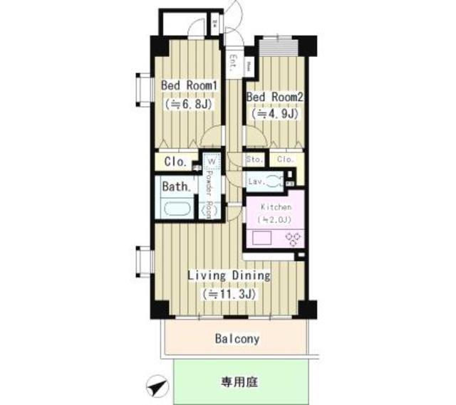 グリーンハウス高松(2LDK/1階)の間取り写真
