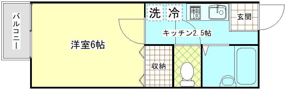 ロジー三春(1K/2階)の間取り写真
