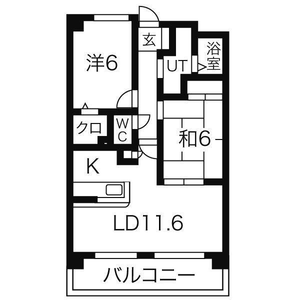 ガーデンイースト荒子(2LDK/3階)の間取り写真