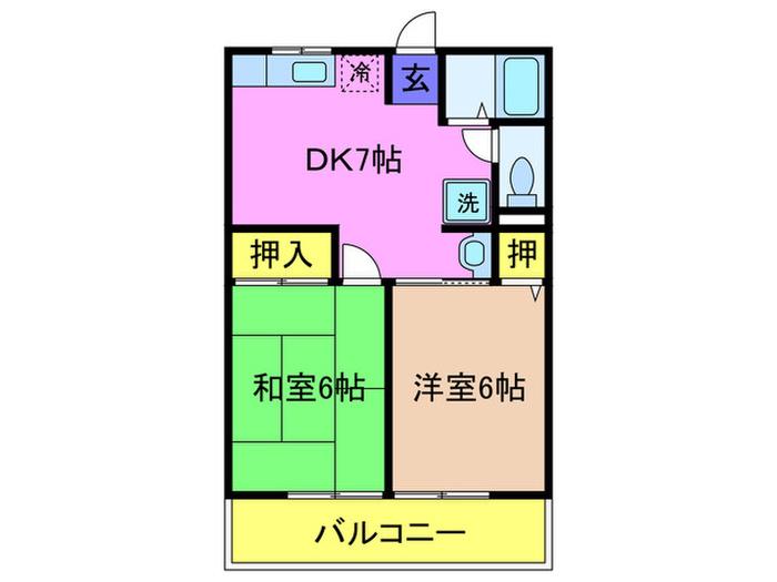 シティハイム亀島(2DK/2階)の間取り写真