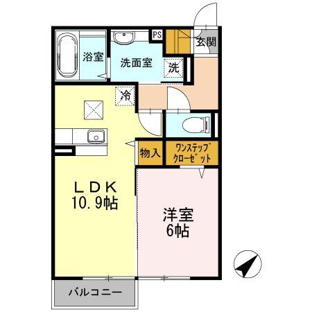 エスポワールII(1LDK/2階)の間取り写真