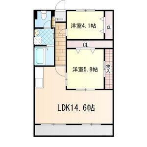 明宝マンション(2LDK/3階)の間取り写真