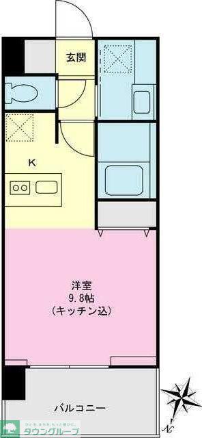 ウイングテラス京急川崎(1K/5階)の間取り写真