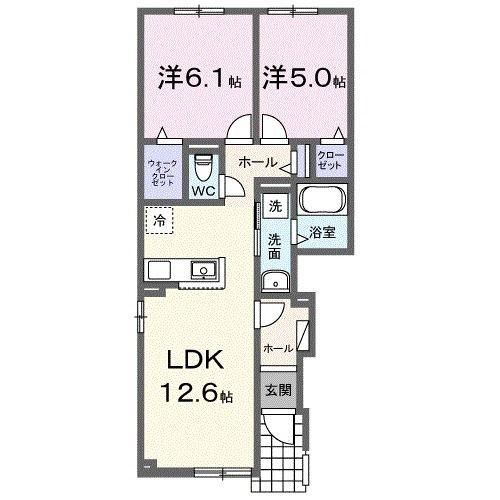 クランツ(2LDK/1階)の間取り写真