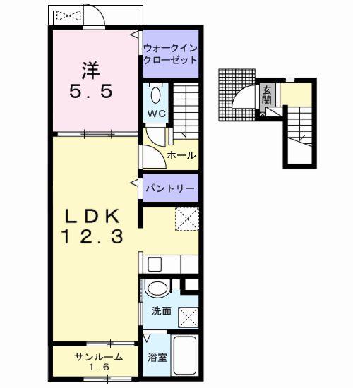 エスポワール ミコト(1LDK/2階)の間取り写真