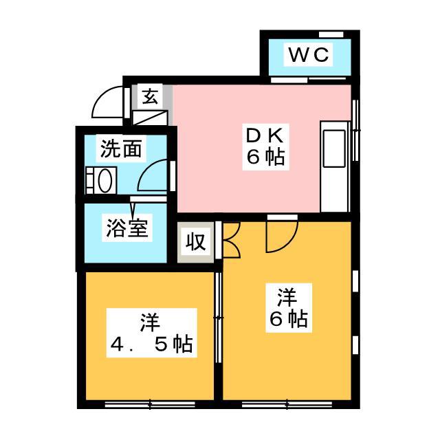 コーポ金谷駅(2DK/1階)の間取り写真