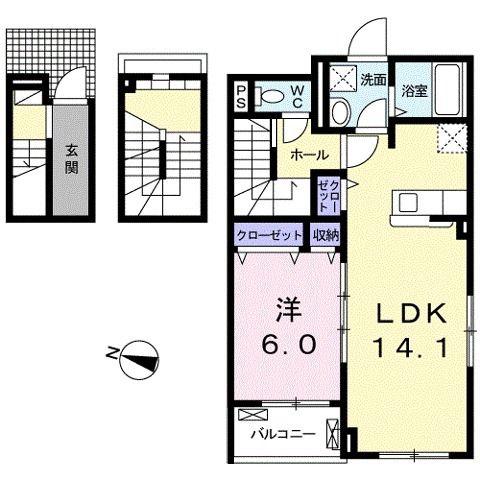クラール・Y(1LDK/3階)の間取り写真