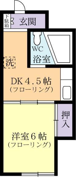 ヴィラシャローム(1DK/3階)の間取り写真
