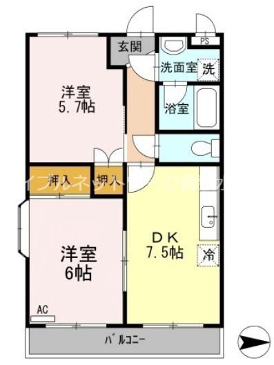 リーベン上成(2DK/3階)の間取り写真