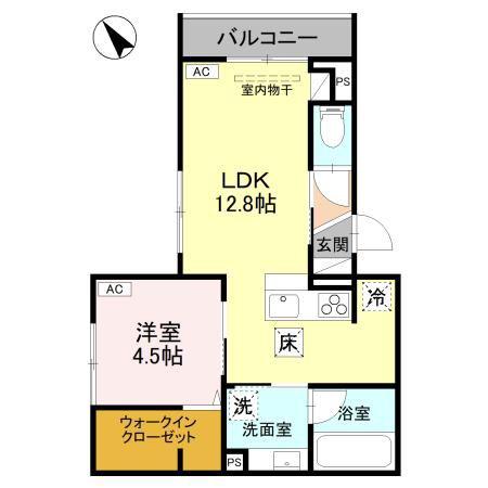 D-ROOM東明(1LDK/1階)の間取り写真