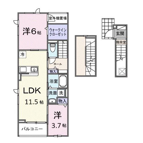 グラン イリーデ(2LDK/3階)の間取り写真