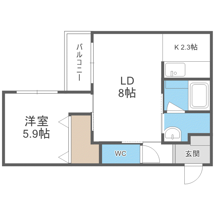 DOONA札幌(1LDK/2階)の間取り写真