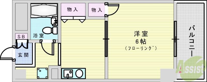 グリーンヒルⅡ(1K/2階)の間取り写真