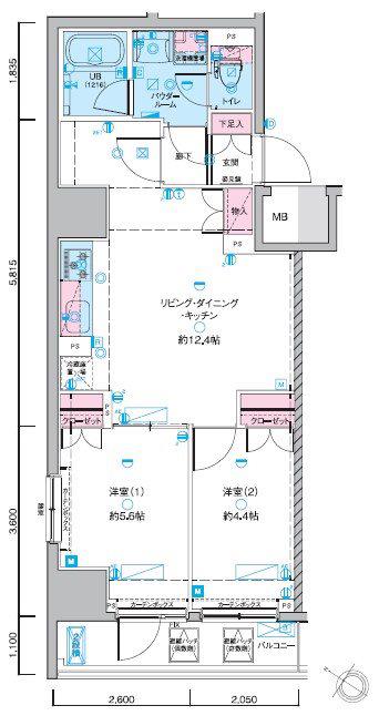 GENOVIA浅草IVスカイガーデン(2LDK/3階)の間取り写真