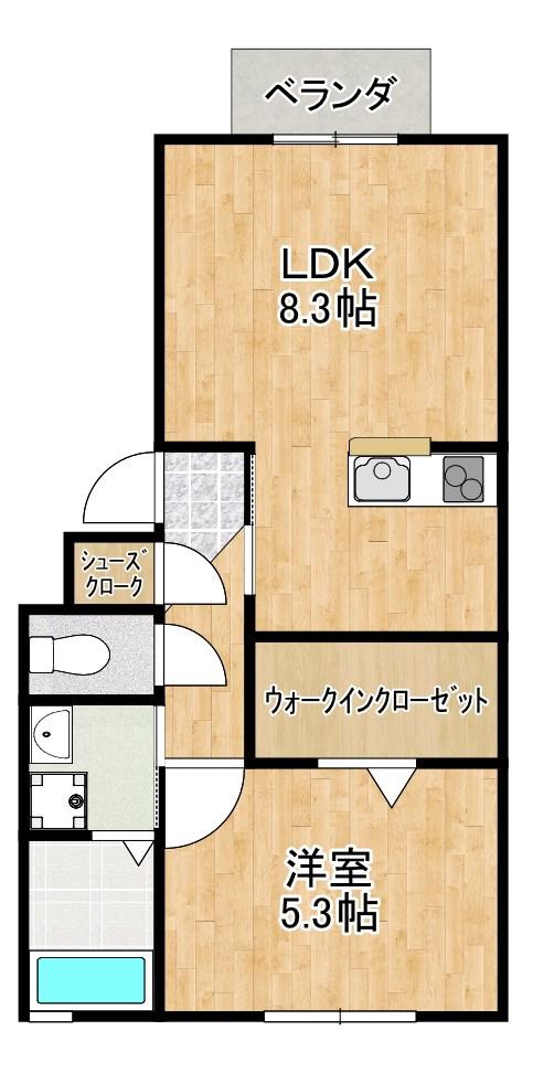 WORK田町II(1LDK/1階)の間取り写真