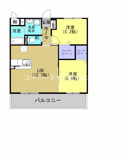 ピースフル桜(2LDK/3階)の間取り写真