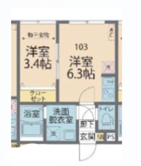 カインドネス狭山ヶ丘ノース(1DK/1階)の間取り写真