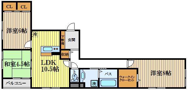 タタミノイエ(3LDK/3階)の間取り写真