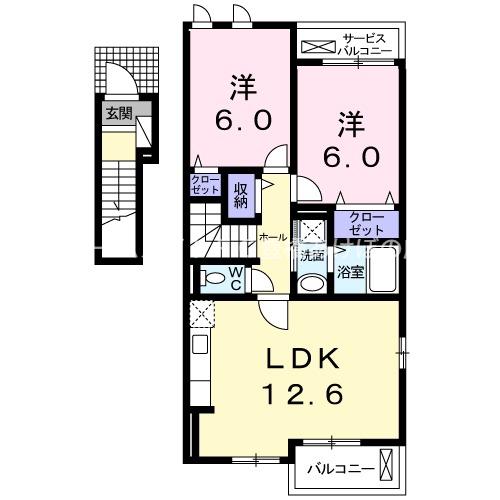 モダン・パークK&L I(2LDK/2階)の間取り写真