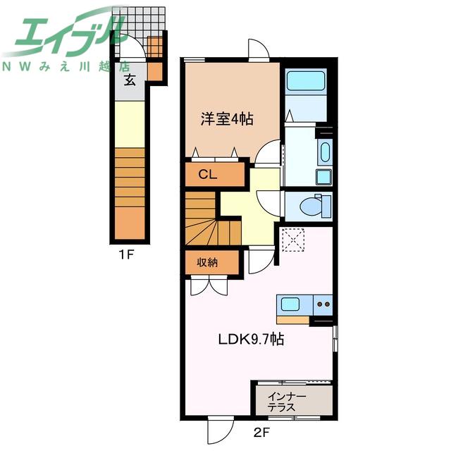 ネージュ(1LDK/2階)の間取り写真