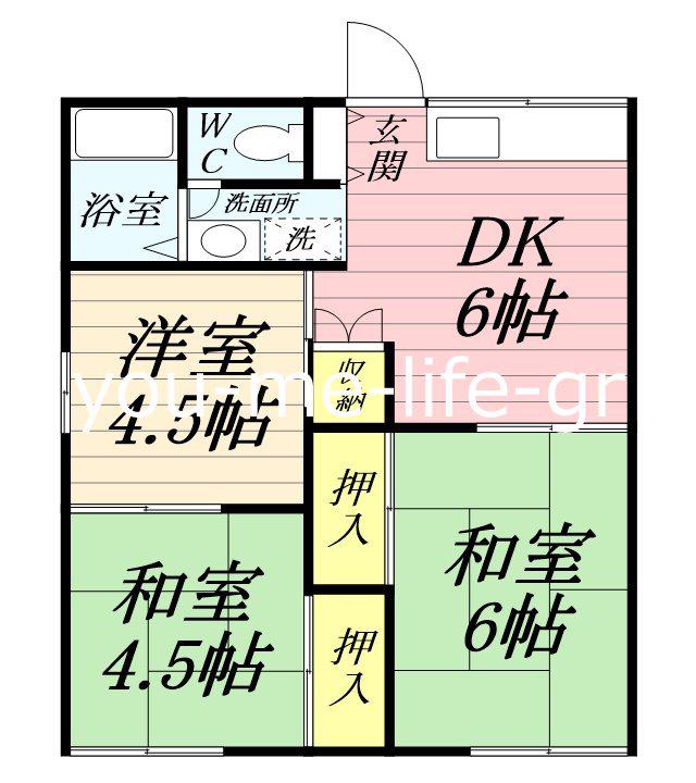 添田ハイツ(2DK/1階)の間取り写真