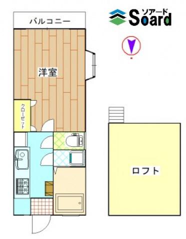 コンフォート高崎(1K/2階)の間取り写真