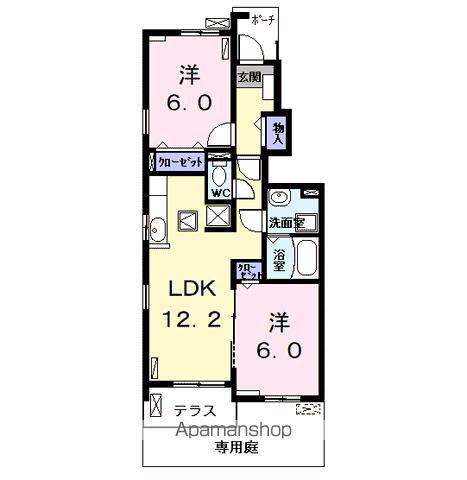 フランコリーヌ(2LDK/1階)の間取り写真