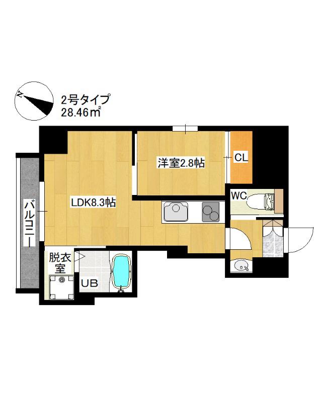 ADORE 六本松(1LDK/6階)の間取り写真