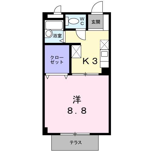 第二ファミール明定(1K/1階)の間取り写真
