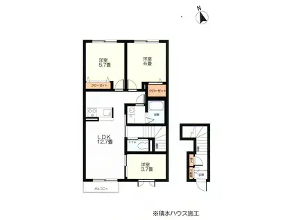 カーサVI(3LDK/1階)の間取り写真