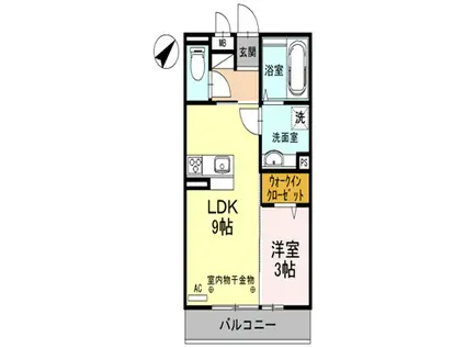 ブランズ北魚津(1LDK/3階)の間取り写真