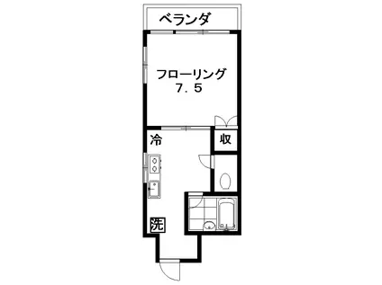 ドミール近松(1K/2階)の間取り写真