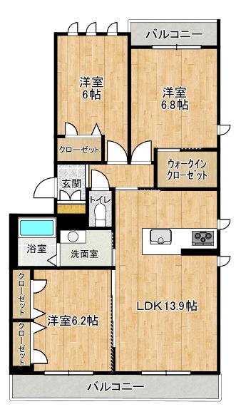 べレオフラワー(3LDK/2階)の間取り写真