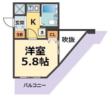 メインステージ武庫川(1K/8階)の間取り写真